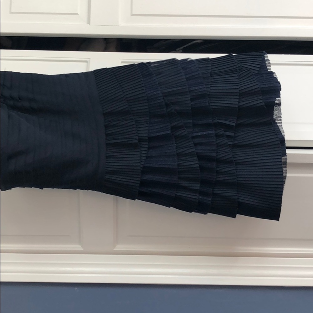 BCBG Navy ruffle dress strapless